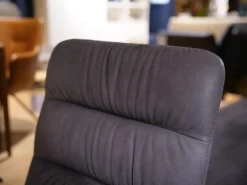 Bacher Stuhlsets|2er-Set Stuhl Aiden Soft Leder Luna Steingrau Spinnenfuß Schwarz Pulverbeschichtet Mit Drehmechanik Und Gleitern