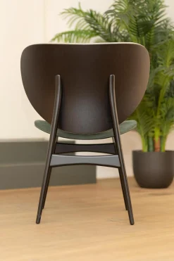 Baxter Stuhlsets|2er-Set Stuhl Alma Bezug Leder Kashmir Sitz Petrol Blau Rücken Mousse Grau Füße Schwarz Lack