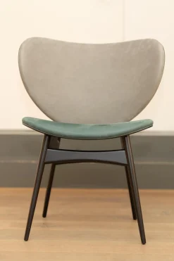 Baxter Stuhlsets|2er-Set Stuhl Alma Bezug Leder Kashmir Sitz Petrol Blau Rücken Mousse Grau Füße Schwarz Lack