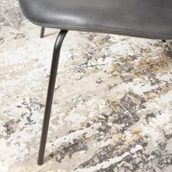 KFF Stuhlsets|2er-Set Stuhl Alvaro Nordic Rücken Bezug Stoff Ascot Graphite Sitz Leder Sauvage Anthrazit Gestell Struktur Schwarz