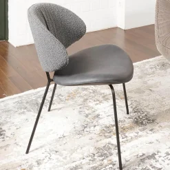 KFF Stuhlsets|2er-Set Stuhl Alvaro Nordic Rücken Bezug Stoff Ascot Graphite Sitz Leder Sauvage Anthrazit Gestell Struktur Schwarz