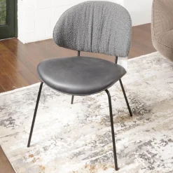 KFF Stuhlsets|2er-Set Stuhl Alvaro Nordic Rücken Bezug Stoff Ascot Graphite Sitz Leder Sauvage Anthrazit Gestell Struktur Schwarz