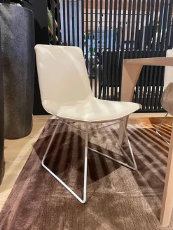 Freifrau Stuhlsets|6er-Set Stuhl Amelie Leder Oman Taupe Creme Gestell Weiß Pulverbeschichtet