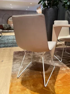 Freifrau Stuhlsets|6er-Set Stuhl Amelie Leder Oman Taupe Creme Gestell Weiß Pulverbeschichtet