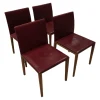 Walter Knoll Stuhlsets|4er-Set Stuhl Andoo Bezug Leder Dunkelrot Gestell Nussbaum