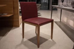 Walter Knoll Stuhlsets|4er-Set Stuhl Andoo Bezug Leder Dunkelrot Gestell Nussbaum