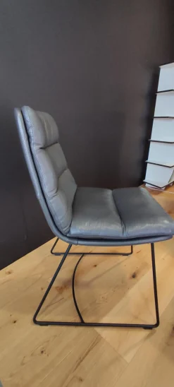 KFF Stuhlsets|2er-Set Stuhl Arva 1512 OA2 Leder Sauvage 4 8102 Anthrazit Rundrohrgestell M02 Struktur Schwarz