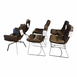 KFF Stuhlsets|6er-Set Stuhl Arva Leder Rawhide Braun Gestell Metall Makadamia Braun