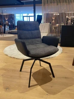 KFF Stuhlsets|7er-Set Stuhl Arva Rücken Leder Milano Schwarz Sitz Stoff Danubio Dunkelgrau