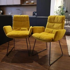 KFF Stuhlsets|2er-Set Stuhl Arva Stoff Seven Ocre 23 Gelb Gestell Metall Schwarz