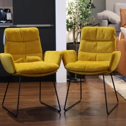 KFF Stuhlsets|2er-Set Stuhl Arva Stoff Seven Ocre 23 Gelb Gestell Metall Schwarz