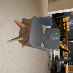 Team 7 Stuhlsets|2er-Set Stuhl Aye Asdma Stoff Canvas Hellblau Füße Eiche Weißöl Drehgestell