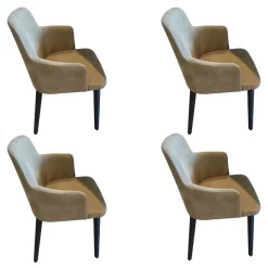 Montis Stuhlsets|4er-Set Stuhl Back Me Up Leder Sepia L40 Beige Füße Schwarz