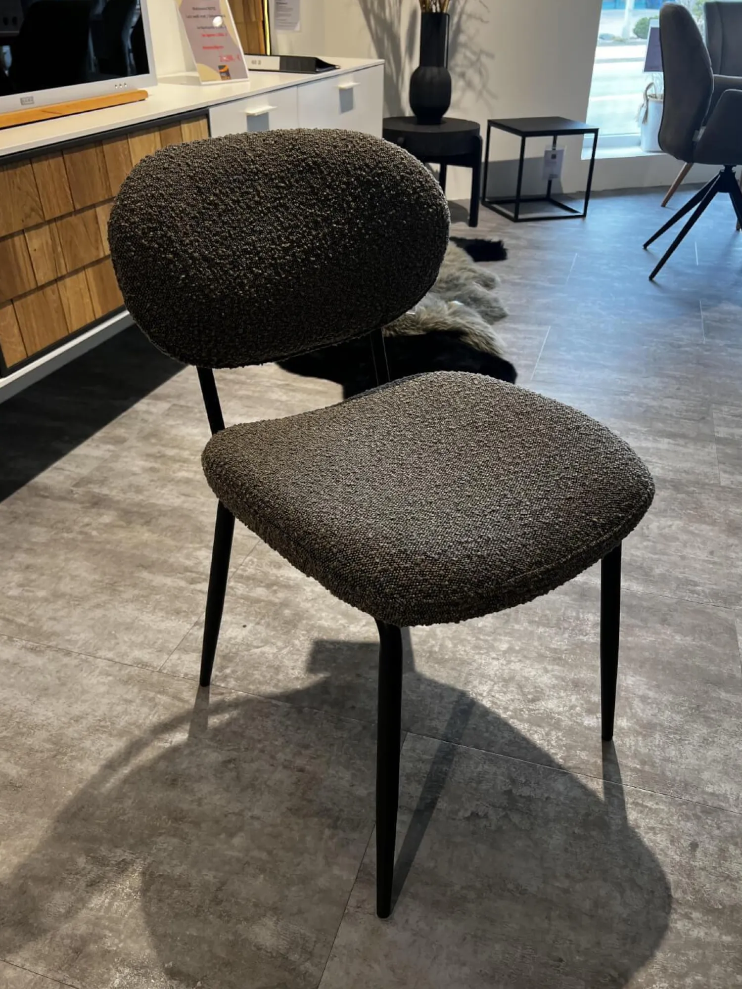 Raum.Freunde Stuhlsets|6er-Set Stuhl Bouc Stoff Ascot Mouse Grau Schwarz 4 Fuß Schwarz Pulverbeschichtet