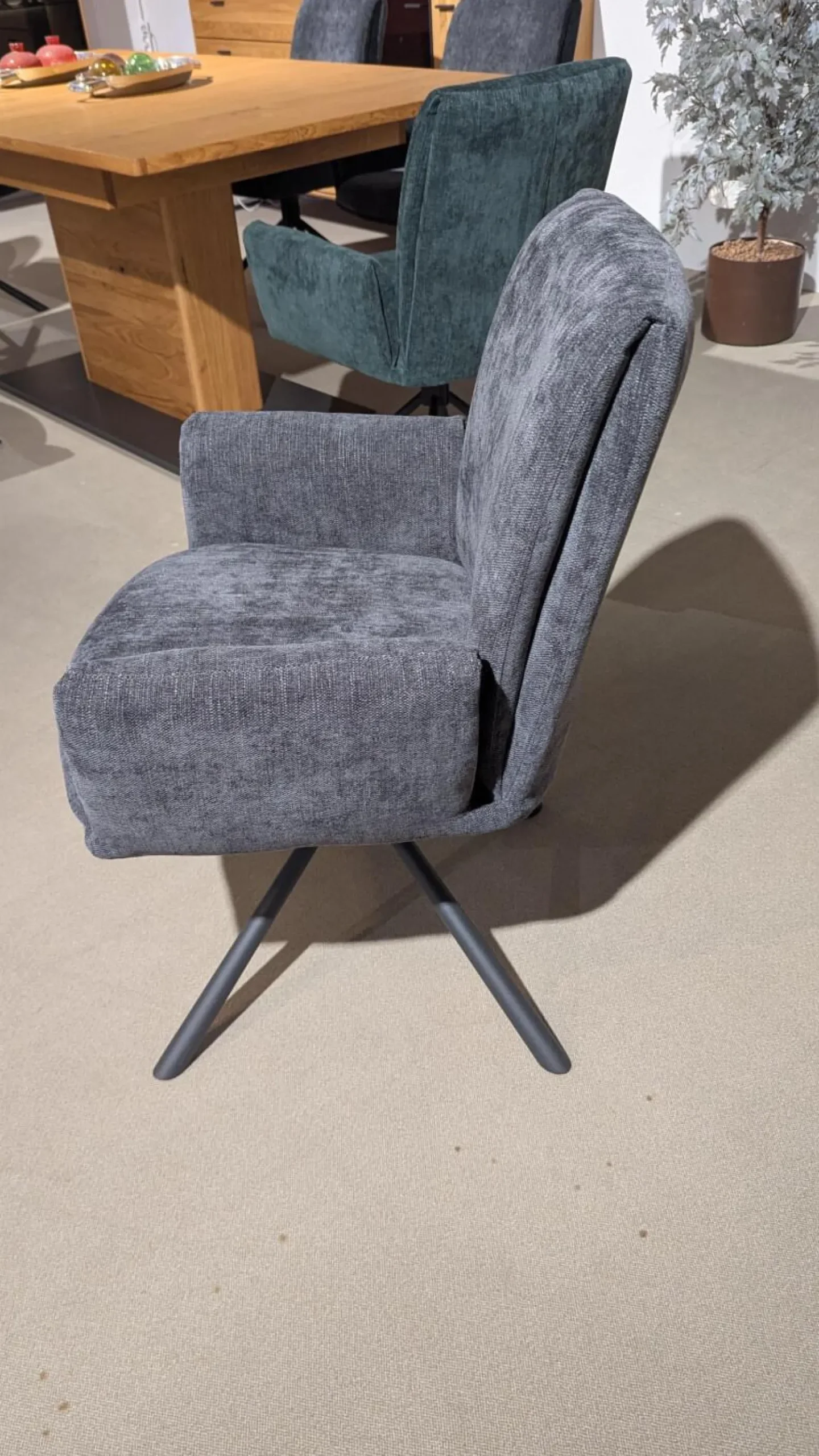 MCA Furniture Stuhlsets|6er-Set Stuhl Boulder Stoff Anthrazit Oliv Gestell Schwarz Drehbar