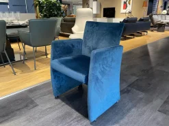 Bacher Stuhlsets|2er-Set Stuhl Brandon A Stoff Royalblue Blau Rahmen Lack Matt Schwarz Mit Doppelrollen Schwarz