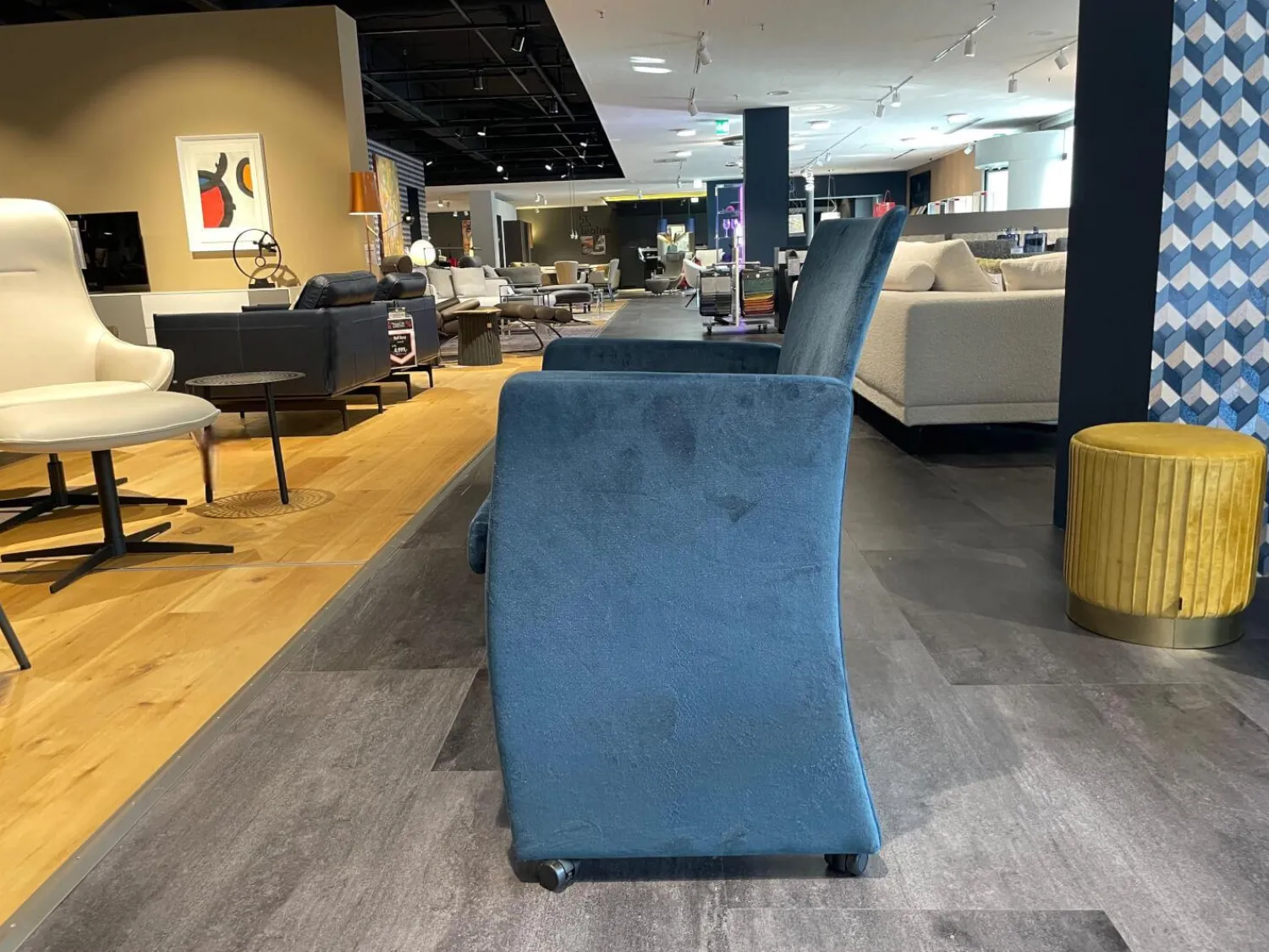 Bacher Stuhlsets|2er-Set Stuhl Brandon A Stoff Royalblue Blau Rahmen Lack Matt Schwarz Mit Doppelrollen Schwarz