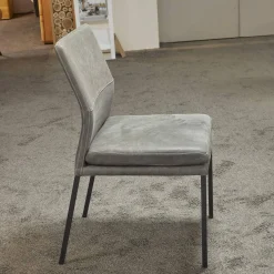 Natura Stuhlsets|6er-Set Stuhl Carry Leder Sierra Anthrazit Kontrastnaht Beige 4-Fuß Metall Pulverbeschichtet Schwarz