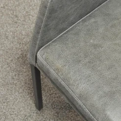 Natura Stuhlsets|6er-Set Stuhl Carry Leder Sierra Anthrazit Kontrastnaht Beige 4-Fuß Metall Pulverbeschichtet Schwarz