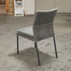 Natura Stuhlsets|6er-Set Stuhl Carry Leder Sierra Anthrazit Kontrastnaht Beige 4-Fuß Metall Pulverbeschichtet Schwarz