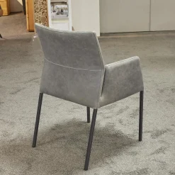 Natura Stuhlsets|6er-Set Stuhl Carry Leder Sierra Anthrazit Kontrastnaht Beige 4-Fuß Metall Pulverbeschichtet Schwarz