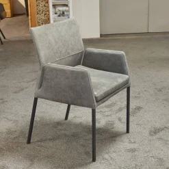 Natura Stuhlsets|6er-Set Stuhl Carry Leder Sierra Anthrazit Kontrastnaht Beige 4-Fuß Metall Pulverbeschichtet Schwarz