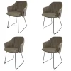 Cane Line Gartenstühle|4er-Set Stuhl Choice Stoff Natté Taupe Grau Schale Polypropylen Schwarz Gestell Kufe Stahl Black Schwarz Warmverzinkt