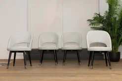 Baxter Stuhlsets|4er-Set Stuhl Colette Bezug Leder Kashmir Nuage Hellgrau Gestell Buche Wengefarben Gebeizt