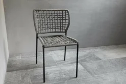 Tonon Stuhlsets|2er-Set Stuhl Corda Chair Handgeflochtene Sitzfläche Stoff Kevlar Hellgrau