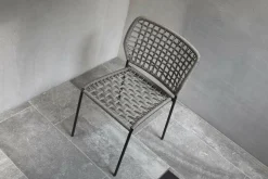 Tonon Stuhlsets|2er-Set Stuhl Corda Chair Handgeflochtene Sitzfläche Stoff Kevlar Hellgrau