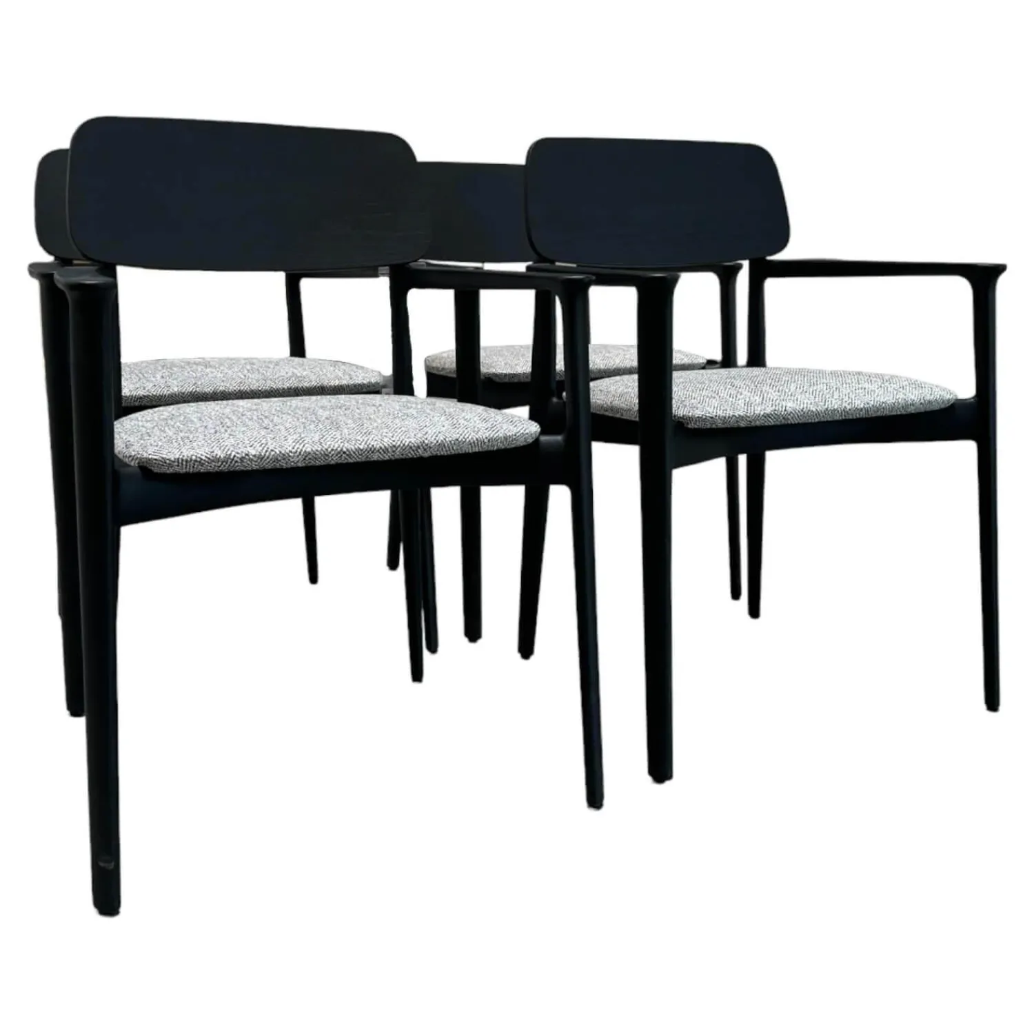 Poliform Stuhlsets|4er-Set Stuhl Curve Stoff E Skyros 04 Visione Grau Gestell Ulme Schwarz