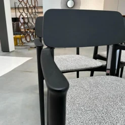 Poliform Stuhlsets|4er-Set Stuhl Curve Stoff E Skyros 04 Visione Grau Gestell Ulme Schwarz