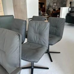 Hülsta Stuhlsets|6er-Set Stuhl D 27 Leder Nubuk Touch 5617 Schwarz Drehgestell Metall Schwarz Pulverbeschichtet