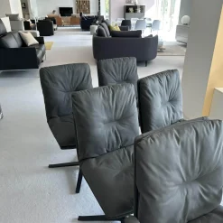 Hülsta Stuhlsets|6er-Set Stuhl D 27 Leder Nubuk Touch 5617 Schwarz Drehgestell Metall Schwarz Pulverbeschichtet