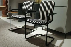 Tecta Stuhlsets|2er-Set Stuhl D14 Bauhaus-Stof Schwarz Weiß Stahlrohr Schwarz Pulverbeschichtet