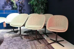 Draenert Stuhlsets|6er-Set Stuhl Dan Innen Stoff Heris Leder Außen Kreuzfuß-Drehgestell Dunkelbronze