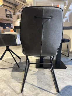 Global Stuhlsets|6er-Set Stuhl Dinner Stoff Microfaser Ledo Grau Gestell 1x Stativ Drehbar Metall Schwarz 1x Stativ Fest Metall Schwarz Und 4x Kufen Eisen Schwarz