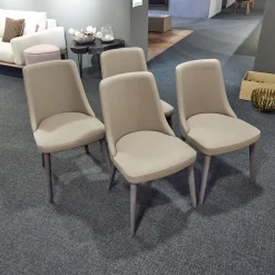 San Giacomo Stuhlsets|4er-Set Stuhl Eva Kunstleder A Farbe Talpa Beige Füße Eiche Grigio ohne Armlehne