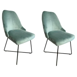 IP Design Stuhlsets|2er-Set Stuhl Flow Bezug Stoff Lennox 1-6847-082 Türkis Gestell Stahl Matt Schwarz