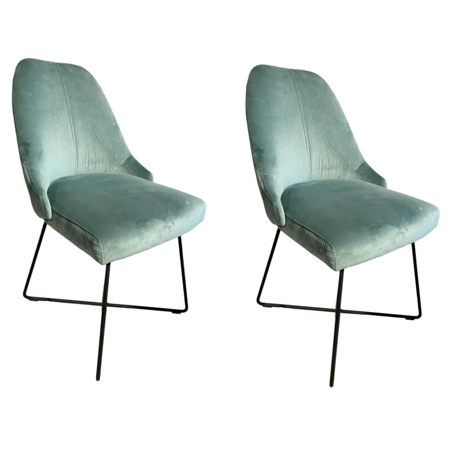 IP Design Stuhlsets|2er-Set Stuhl Flow Bezug Stoff Lennox 1-6847-082 Türkis Gestell Stahl Matt Schwarz