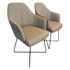 IP Design Stuhlsets|2er-Set Stuhl Flow Dining Stoff Dedar Lutetia Jute Dunkelbeige Drahtuntergestell Tiefschwarz
