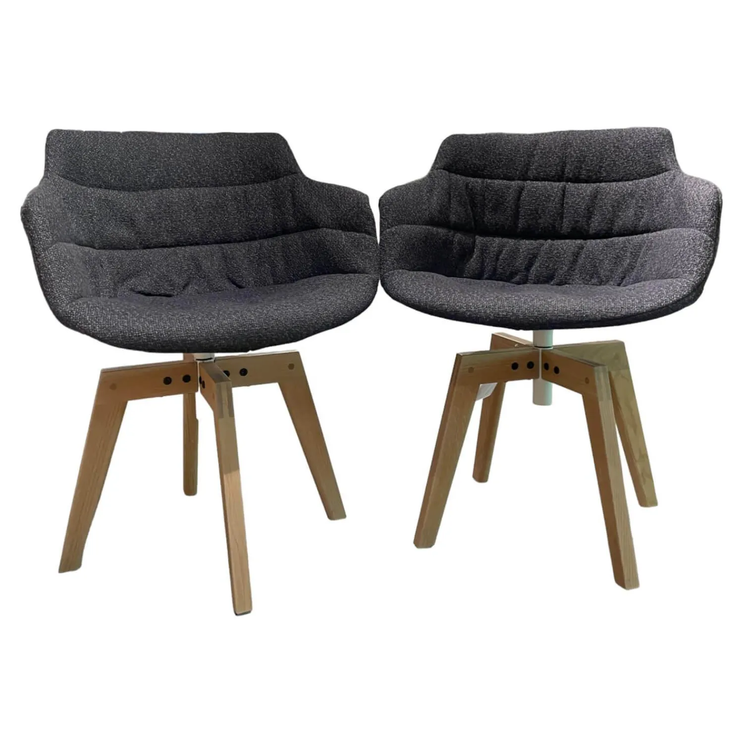 MDF Italia Stuhlsets|2er-Set Stuhl Flow Slim Stoff Sbiancato Tika mit vier Füßen in Bleicheiche