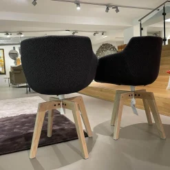 MDF Italia Stuhlsets|2er-Set Stuhl Flow Slim Stoff Sbiancato Tika mit vier Füßen in Bleicheiche