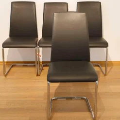 Draenert Stuhlsets|4er-Set Stuhl Freischwinger Luma Leder Grau