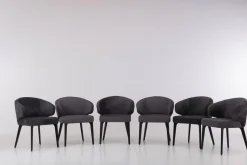 Werther Stuhlsets|6er-Set Stuhl George Stoff Milkyway Rohi Grau Gestell Holz Schwarz Mit Drehbeschlag