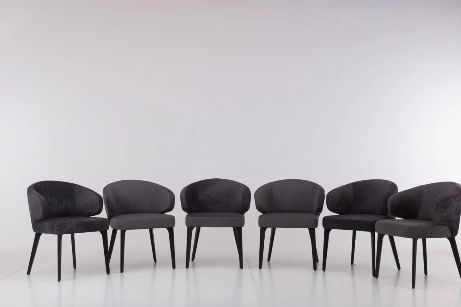 Werther Stuhlsets|6er-Set Stuhl George Stoff Milkyway Rohi Grau Gestell Holz Schwarz Mit Drehbeschlag