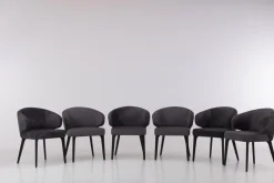 Werther Stuhlsets|6er-Set Stuhl George Stoff Milkyway Rohi Grau Gestell Holz Schwarz Mit Drehbeschlag