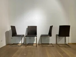 Girsberger Stuhlsets|4er-Set Stuhl Gina L Leder Donna Mokka 5000 Braun Freischwinger