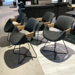 Hartmann Stuhlsets|4er-Set Stuhl Harta Stoff Mittelgrau Kerneiche Umato Drahtgestell Schwarz