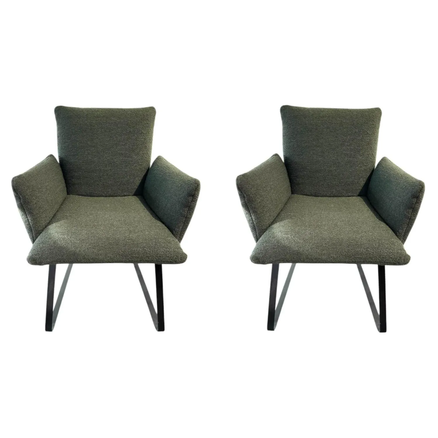 Bielefelder Werkstätten Stuhlsets|2er-Set Stuhl Heaven Dining Stoff Queen BW1775 311 Grün Metallgestell Kufe Schwarz